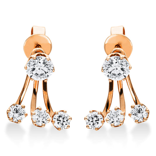 Ohrschmuck 14 kt RG, 2 Brill. 0,61 ct, TW-si, 6 Brill. 0,46 ct, TW-si