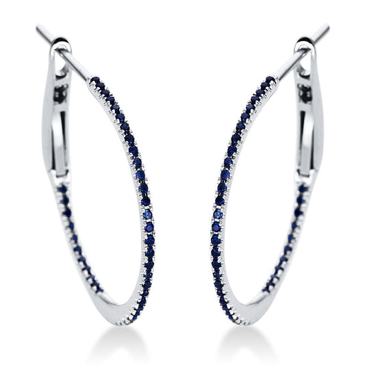 Creolen 18 kt WG, 86 Saphire 1,81 ct blau