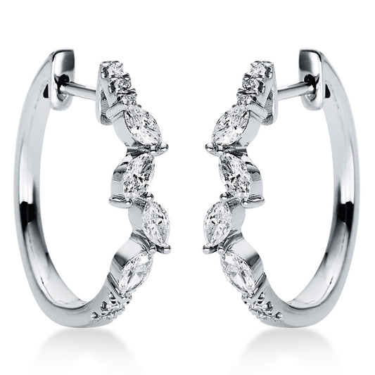 Creolen 18 kt WG, 12 Brill. 0,11 ct, TW-si, 8 Nav. 0,57 ct, TW-si