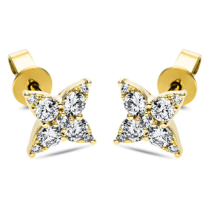 Ohrstecker 18 kt GG, 8 Brill. 0,03 ct, TW-si, 2 Brill. 0,03 ct, TW-si, 8 Brill. 0,46 ct, TW-si