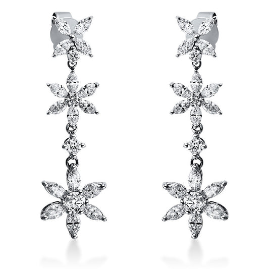 Ohrschmuck 18 kt WG, 6 Brill. 0,24 ct, TW-si, 32 Nav. 1,91 ct, TW-si, 2 Brill. 0,29 ct, TW-si