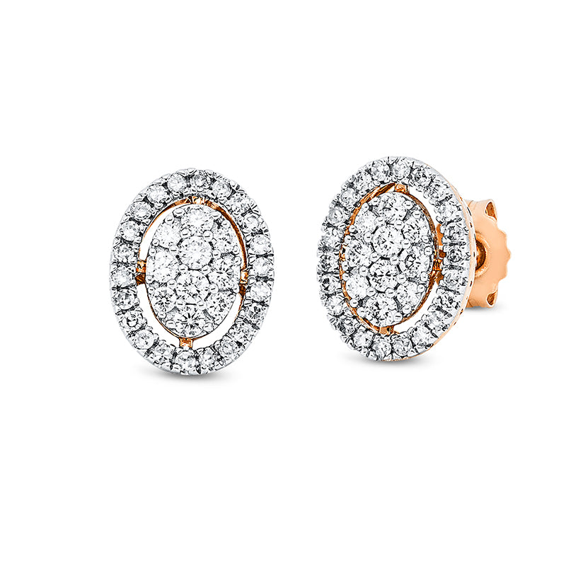 Ohrstecker 14 kt RG, teils rhodiniert, 20 Brill. 0,28 ct, TW-si, 44 Dia. 0,22 ct, TW-si