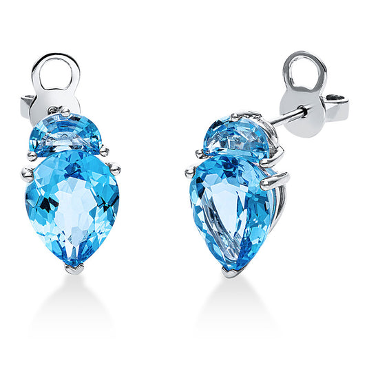 Ohrstecker 18 kt WG, 2 Topase 1,10 ct blau, 2 Topase 5,20 ct blau