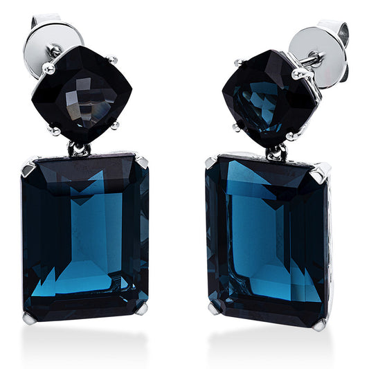 Ohrschmuck 18 kt WG, 2 Topase 5,90 ct Lond. blue, 2 Topase 30,20 ct Lond. blue