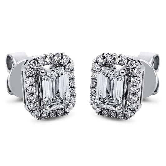 Ohrstecker 18 kt WG, 2 Sm.schliff 1,00 ct, TW-vsi, 40 Brill. 0,21 ct, TW-vsi