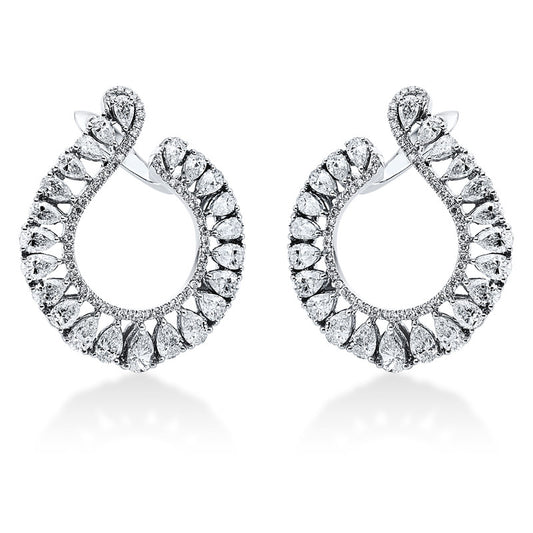 Creolen 18 kt WG, 46 Tropfen 4,93 ct, TW-vsi, 107 Brill. 0,45 ct, TW-vsi