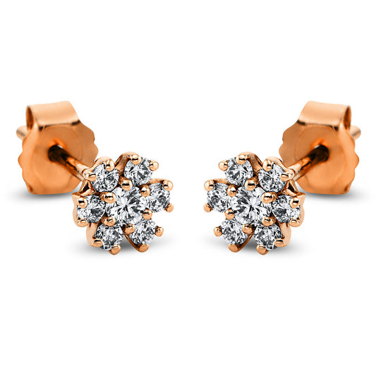 Ohrstecker 18 kt RG, 14 Brill. 0,25 ct, W-si