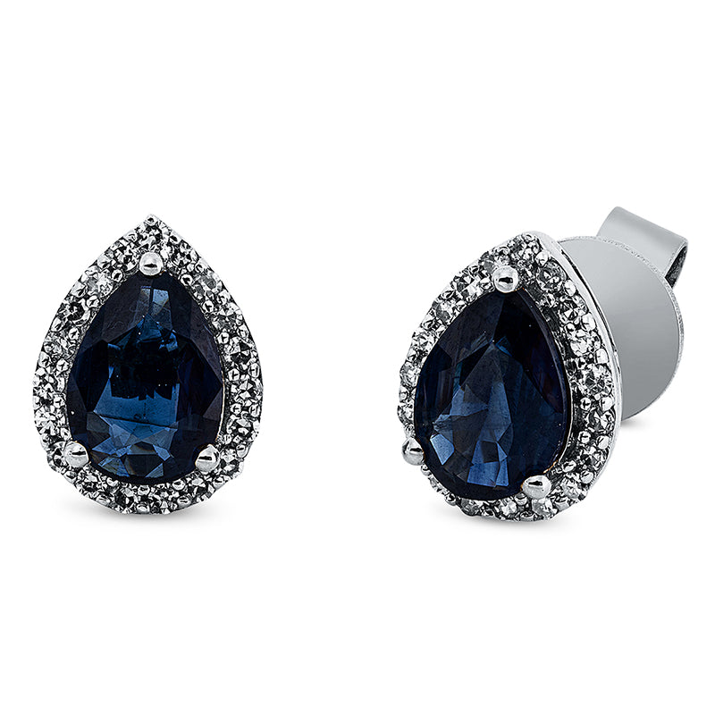 Ohrstecker 18 kt WG, 38 Brill. 0,22 ct, TW-si, 2 Saphire 2,24 ct blau