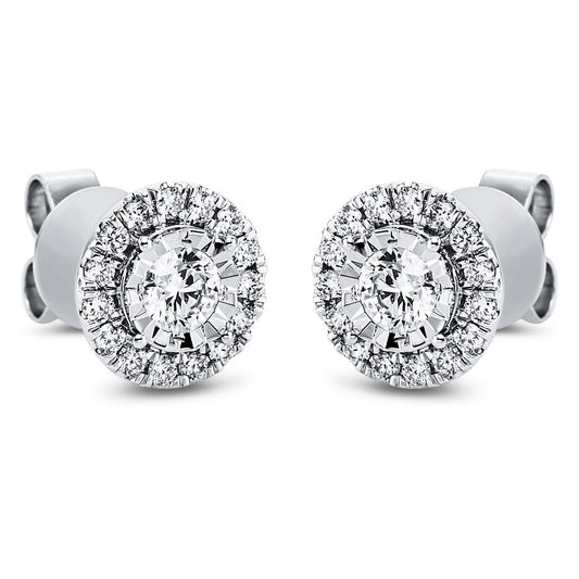 Ohrstecker 18 kt WG, 2 Brill. 0,40 ct, TW-si, 30 Brill. 0,33 ct, TW-si