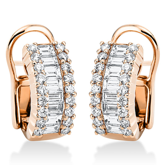 Creolen 18 kt RG, 18 Trap. 0,84 ct, TW-vsi, 36 Brill. 0,55 ct, TW-vsi