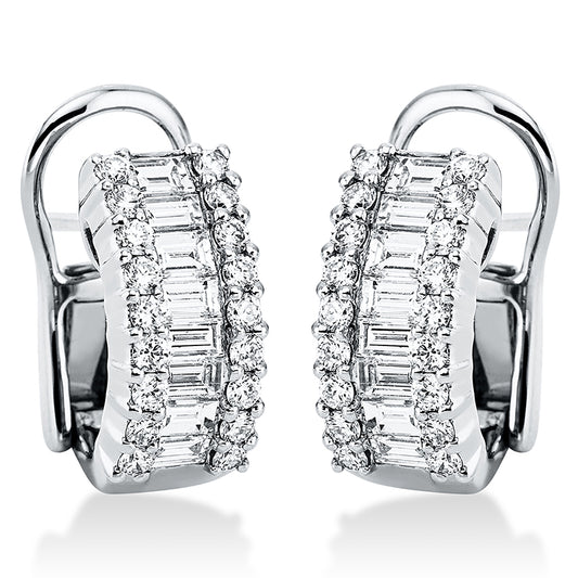 Creolen 18 kt WG, 14 Trap. 1,12 ct, TW-vsi, 36 Brill. 0,53 ct, TW-vsi