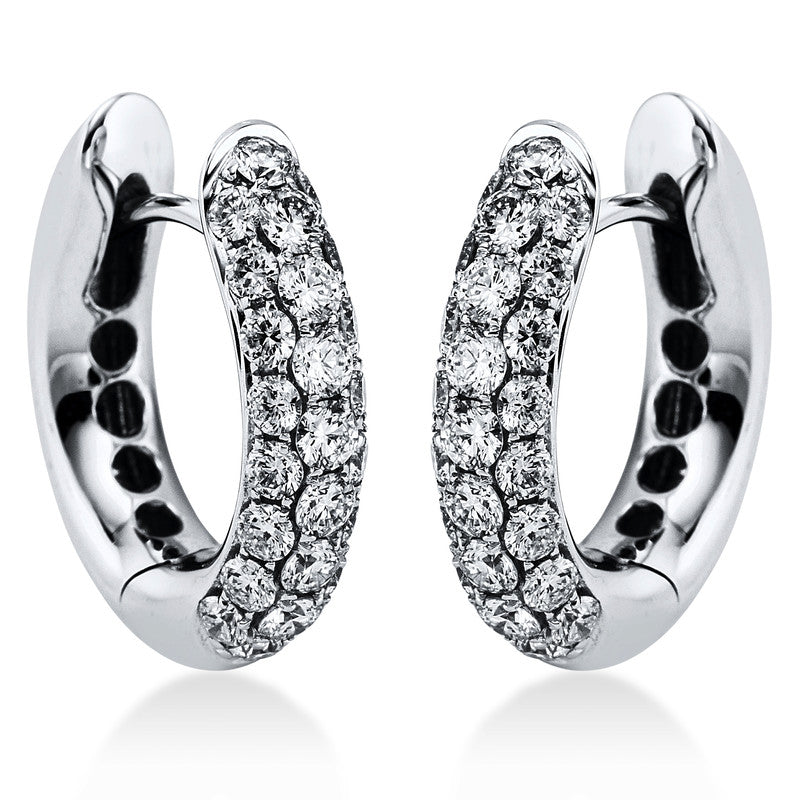 Creolen 18 kt WG, 55 Brill. 1,10 ct, TW-vsi
