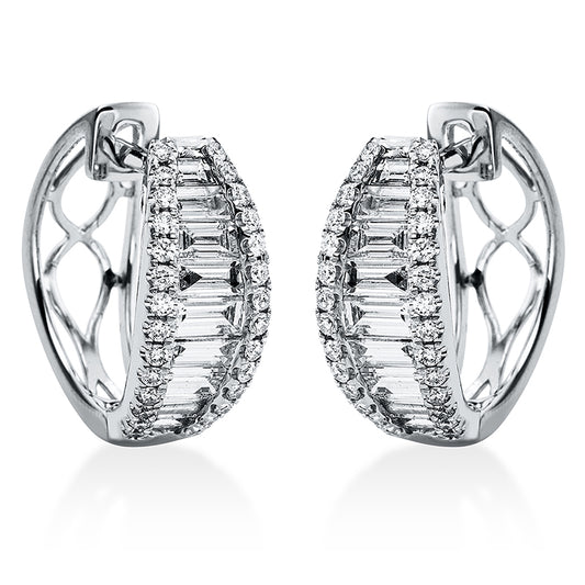 Creolen 18 kt WG, 56 Brill. 0,37 ct, TW-si, 18 Bag. 1,26 ct, TW-si