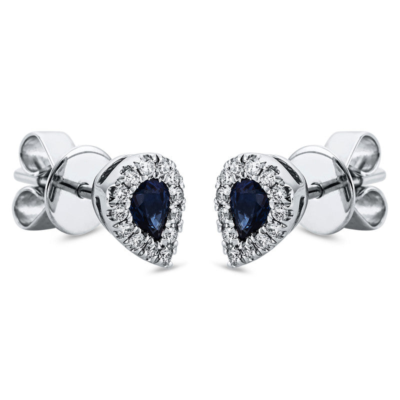 Ohrstecker 18 kt WG, 26 Brill. 0,19 ct, TW-vsi, 2 Saphire 0,41 ct blau