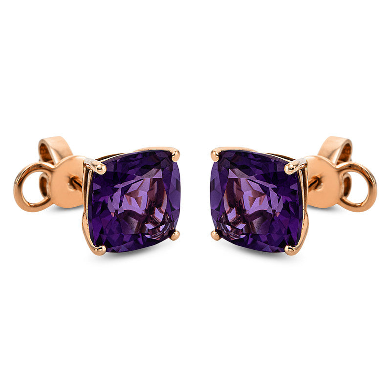 Ohrstecker 18 kt RG, Sicherheitsverschluss, 2 Amethyste 3,00 ct lila