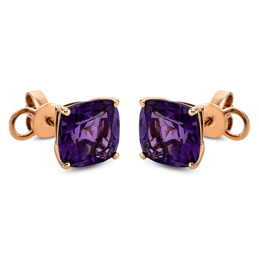 Ohrstecker 18 kt RG, Sicherheitsverschluss, 2 Amethyste 3,00 ct lila