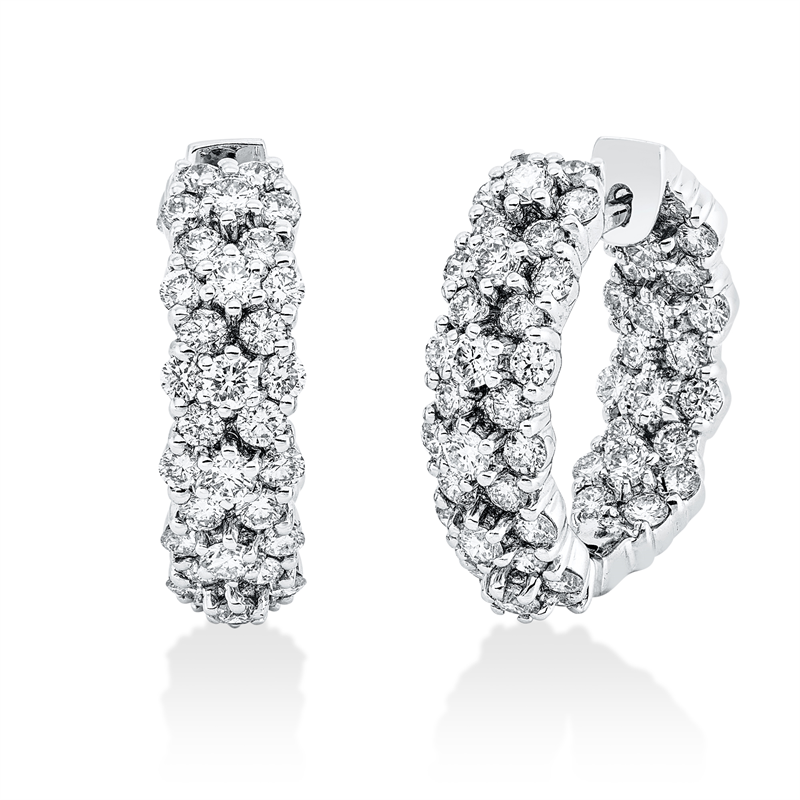Creolen 18 kt WG, 20 Brill. 0,97 ct, TW-si, 84 Brill. 2,64 ct, TW-si