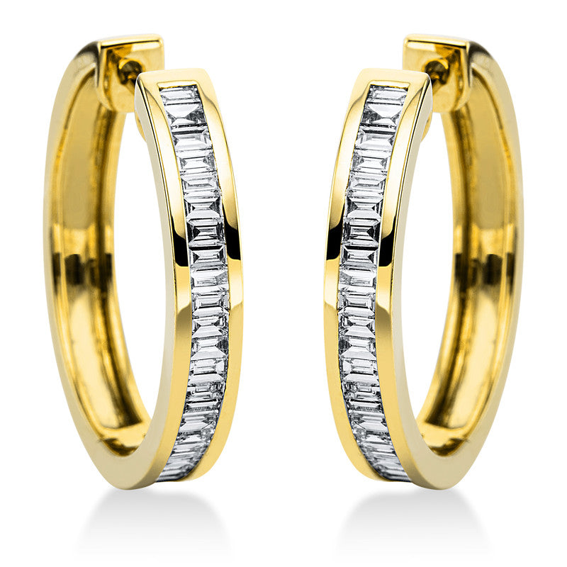 Creolen 18 kt GG, 47 Bag. 0,75 ct, TW-si