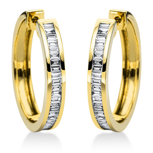 Creolen 18 kt GG, 47 Bag. 0,75 ct, TW-si