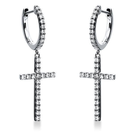 Ohrschmuck 18 kt WG, 56 Brill. 0,42 ct, TW-si