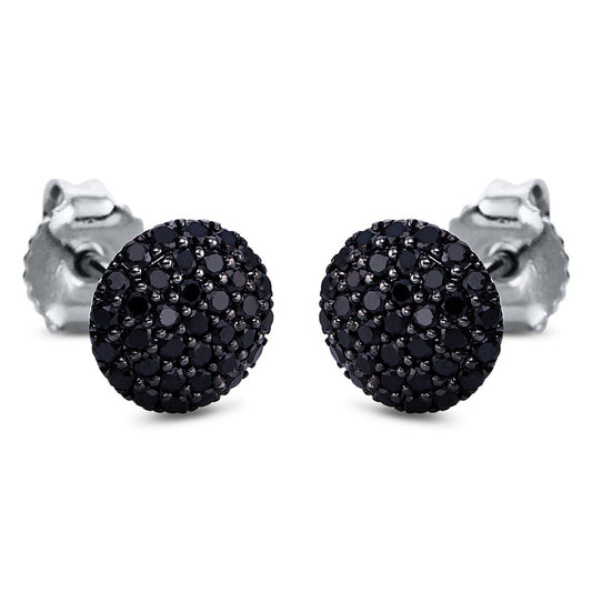 Ohrstecker 18 kt WG, Fassung schwarz rhodiniert, 70 Brill. 0,46 ct, schwarz