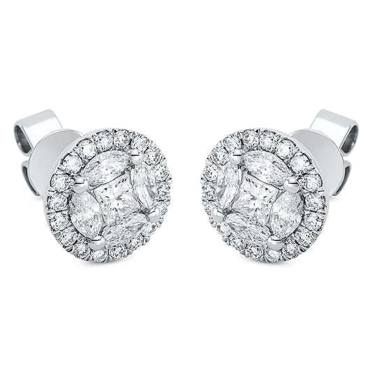 Ohrstecker 18 kt WG, 8 Nav. 0,65 ct, TW-si, 2 Princ. 0,29 ct, TW-si, 36 Brill. 0,39 ct, TW-si