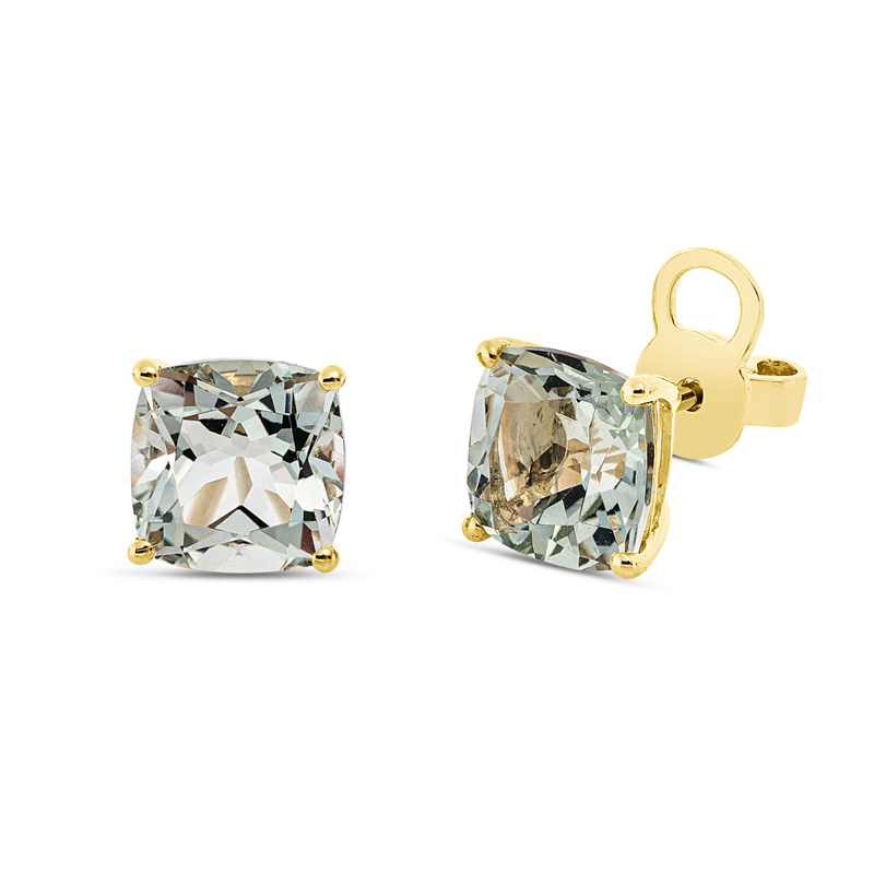 Ohrstecker 18 kt GG, Sicherheitsverschluss, 2 Amethyste 3,20 ct grün