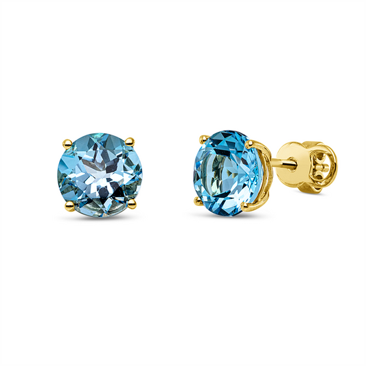 Ohrstecker 18 kt GG, Sicherheitsverschluss, 2 Blautopase 4,80 ct blau
