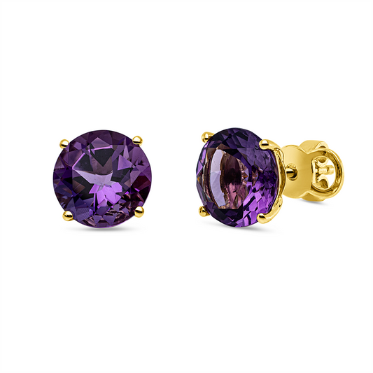 Ohrstecker 18 kt GG, Sicherheitsverschluss, 2 Amethyste 3,80 ct lila
