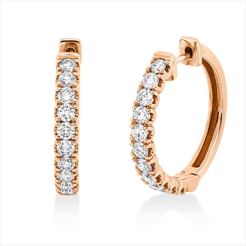 Creolen 18 kt RG, 22 Brill. 1,12 ct, TW-si