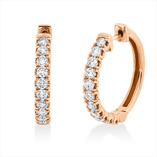 Creolen 18 kt RG, 22 Brill. 1,12 ct, TW-si