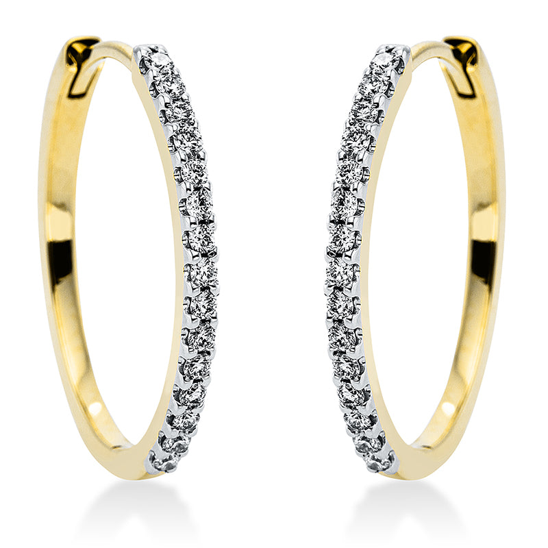 Creolen 14 kt GG+WG, 30 Brill. 0,34 ct, TW-si