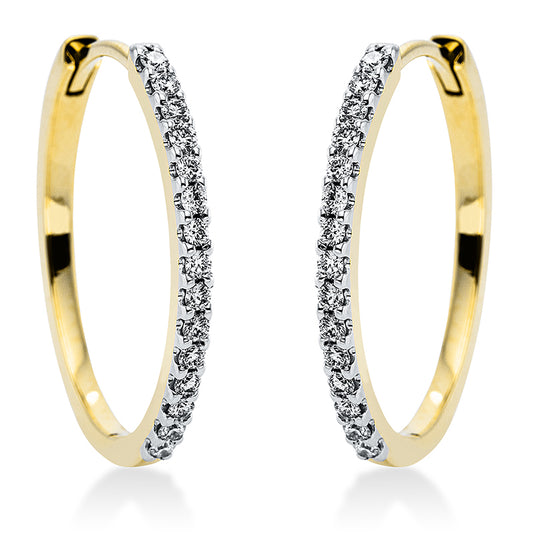 Creolen 14 kt GG+WG, 30 Brill. 0,34 ct, TW-si