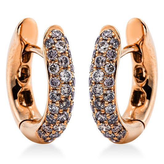 Creolen 18 kt RG, 56 Brill. 0,63 ct, braun