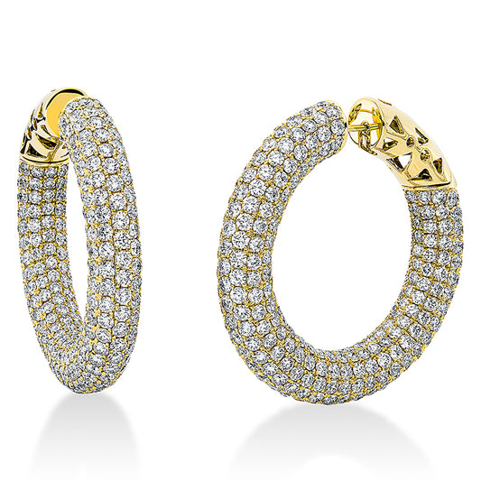 Creolen 18 kt GG, 568 Brill. 16,34 ct, TW-vsi