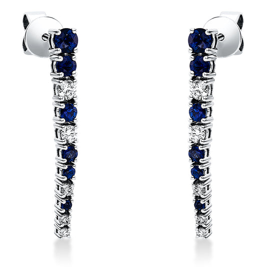 Ohrschmuck 18 kt WG, 10 Brill. 0,30 ct, TW-vsi, 12 Saphire 0,82 ct blau