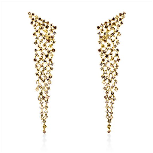 Ohrschmuck 18 kt RG+WG, 172 Brill. 12,82 ct, braun