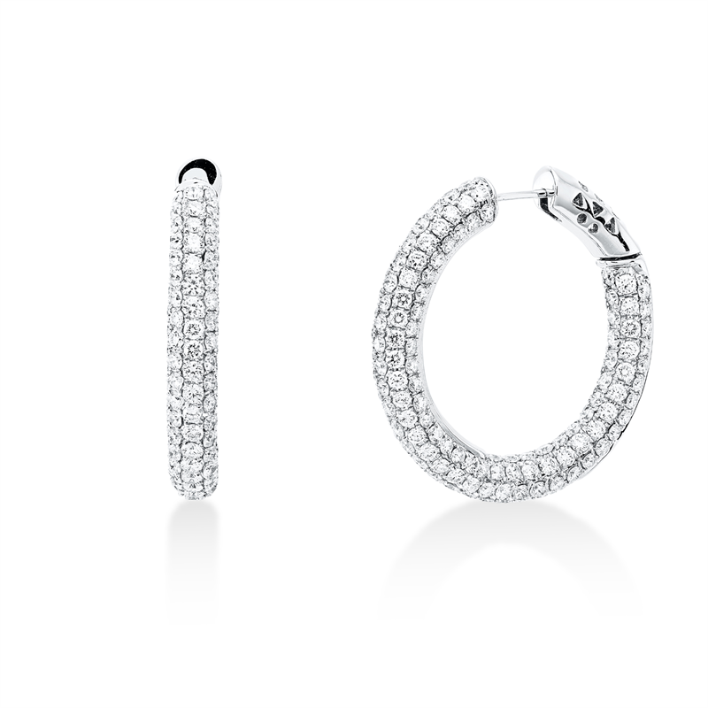 Creolen 18 kt WG, 352 Brill. 6,39 ct, TW-vsi