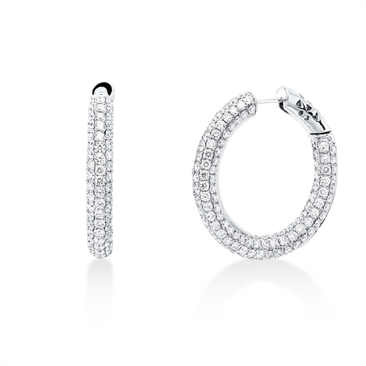 Creolen 18 kt WG, 352 Brill. 6,39 ct, TW-vsi