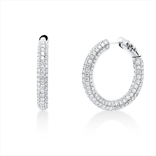 Creolen 18 kt WG, 352 Brill. 6,39 ct, TW-vsi