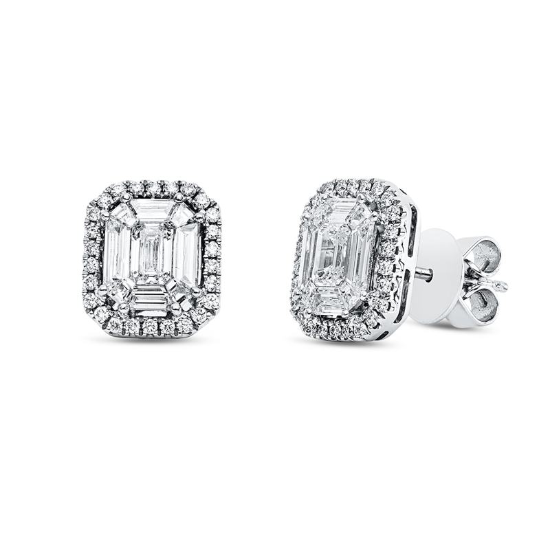 ABVERKAUFOhrstecker18 kt WG,16 Tr. 0,82 ct,2 Sm 0,43 ct,TW-vsi,52 Brill.0,24 ct,TW-si