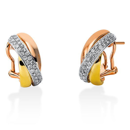 Creolen 18 kt WG+GG+RG, 60 Brill. 0,65 ct, TW-si