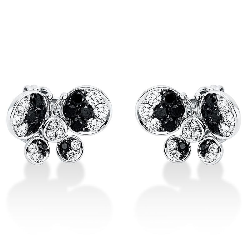 Ohrstecker 18 kt WG, 26 Brill. 0,40 ct, TW-vsi, 20 Brill. 0,52 ct, schwarz
