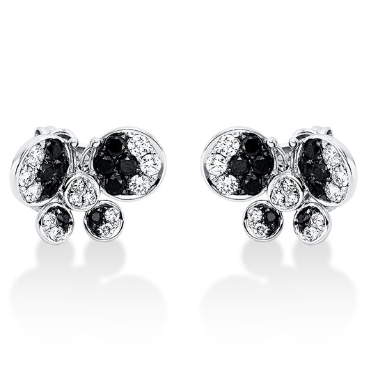 Ohrstecker 18 kt WG, 26 Brill. 0,40 ct, TW-vsi, 20 Brill. 0,52 ct, schwarz