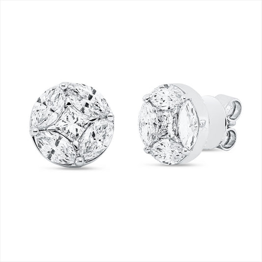 Ohrstecker 18 kt WG, 2 Princ. 0,30 ct, TW-vsi/si, 8 Nav. 1,26 ct, TW-vsi/si