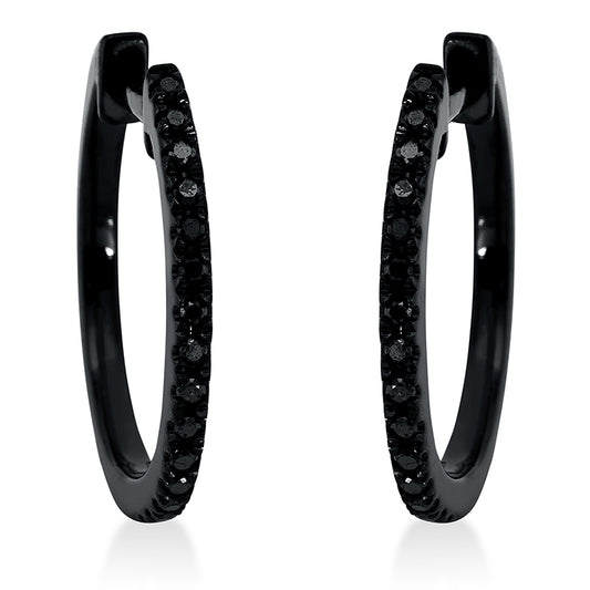 Creolen 18 kt WG, schwarz rhodiniert, 30 Brill. 0,13 ct, schwarz