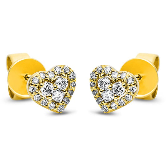 Ohrstecker 18 kt GG, 4 Brill. 0,06 ct, TW-si, 2 Princ. 0,04 ct, TW-si, 28 Brill. 0,09 ct, TW-si