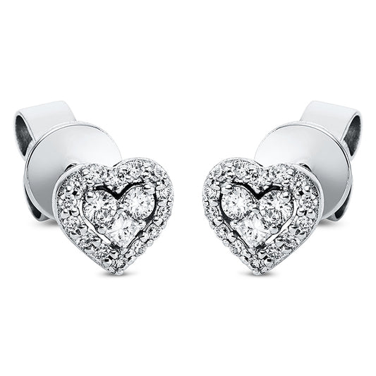 Ohrstecker 18 kt WG, 2 Princ. 0,04 ct, TW-si, 4 Brill. 0,07 ct, TW-si, 28 Brill. 0,09 ct, TW-si