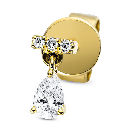 Ohrstecker 18 kt GG, Einzelstück, 1 Tropfen 0,09 ct, TW-si, 3 Brill. 0,01 ct, TW-si