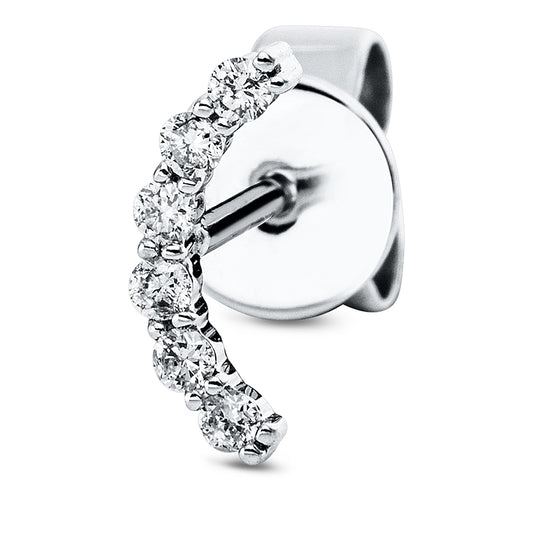 Ohrstecker 18 kt WG, Einzelstück, 6 Brill. 0,05 ct, TW-pi